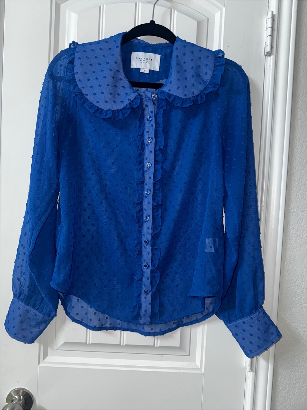 Blue Ruffle Swiss Dot Blouse coquette cottagecore prairie